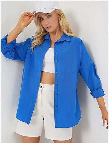 Chemise oversize à motif en popeline avec boutons bdart