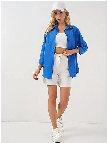 Chemise oversize à motif en popeline avec boutons bdart