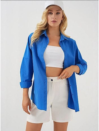 Chemise oversize à motif en popeline avec boutons bdart