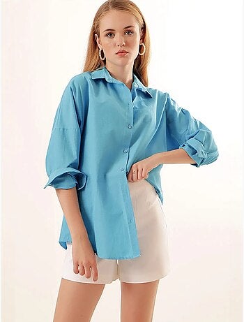 Chemise oversize à motif en popeline avec boutons bdart