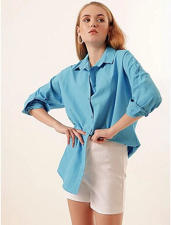 Chemise oversize à motif en popeline avec boutons bdart