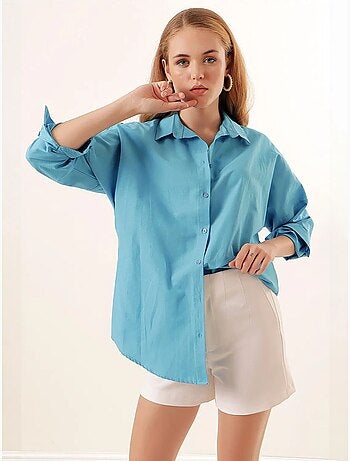 Chemise oversize à motif en popeline avec boutons bdart