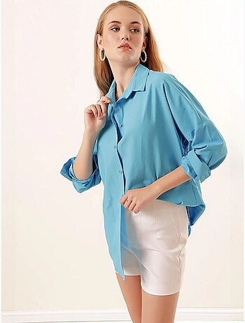 Chemise oversize à motif en popeline avec boutons bdart