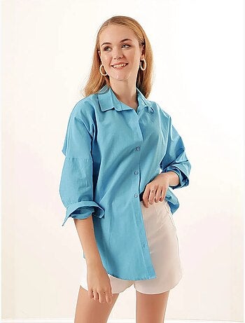 Chemise oversize à motif en popeline avec boutons bdart