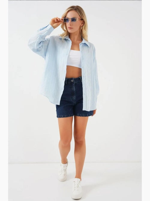 Chemise oversize à motif en popeline avec boutons bdart - Kiabi Chemise oversize à motif en popeline avec boutons bdart - Kiabi