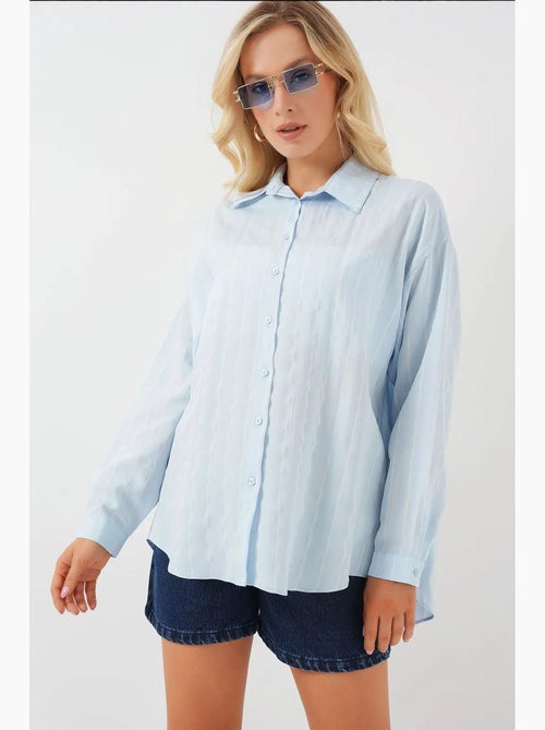 Chemise oversize à motif en popeline avec boutons bdart - Kiabi Chemise oversize à motif en popeline avec boutons bdart - Kiabi