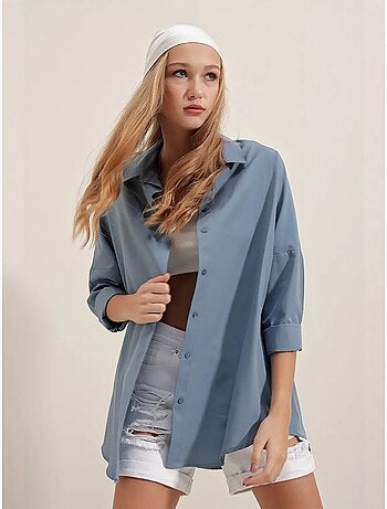 Chemise oversize à motif en popeline avec boutons bdart