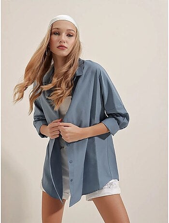 Chemise oversize à motif en popeline avec boutons bdart