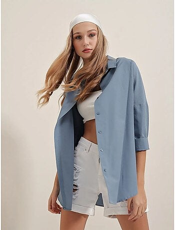 Chemise oversize à motif en popeline avec boutons bdart