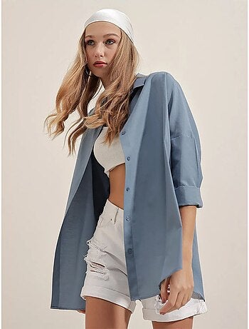 Chemise oversize à motif en popeline avec boutons bdart