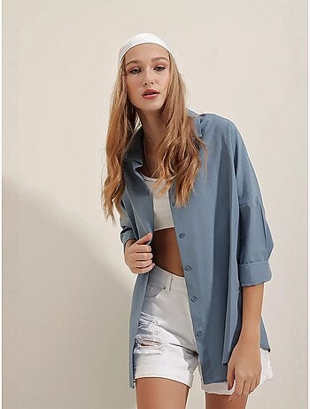Chemise oversize à motif en popeline avec boutons bdart