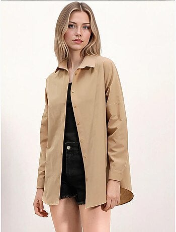 Chemise oversize à motif en popeline avec boutons bdart