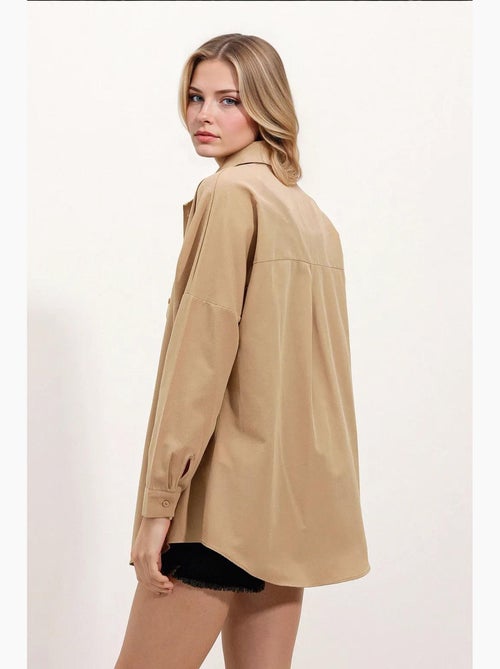 Chemise oversize à motif en popeline avec boutons bdart - Kiabi Chemise oversize à motif en popeline avec boutons bdart - Kiabi