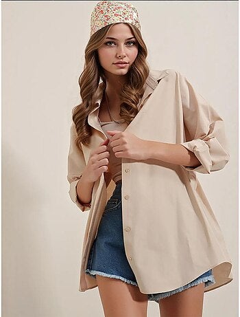 Chemise oversize à motif en popeline avec boutons bdart