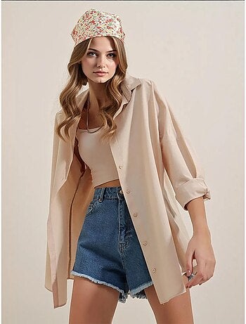 Chemise oversize à motif en popeline avec boutons bdart