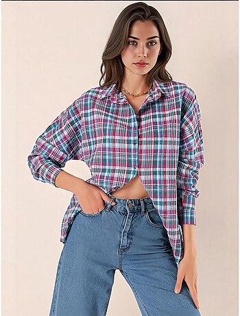 Chemise oversize à motif en popeline avec boutons bdart