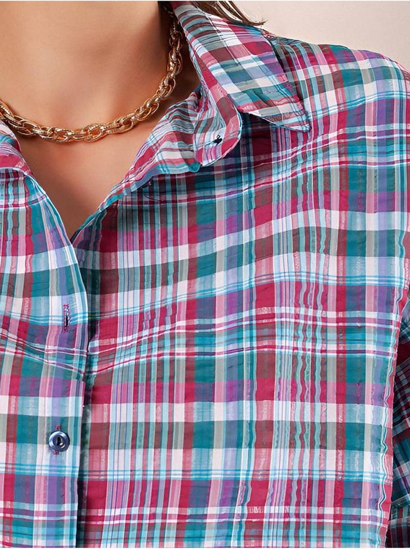 Chemise oversize à motif en popeline avec boutons bdart Framboise - Kiabi