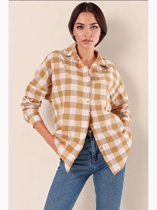 Chemise oversize à motif en popeline avec boutons bdart - Kiabi Chemise oversize à motif en popeline avec boutons bdart - Kiabi