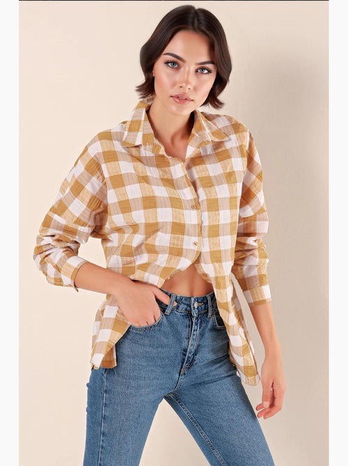 Chemise oversize à motif en popeline avec boutons bdart - Kiabi Chemise oversize à motif en popeline avec boutons bdart - Kiabi