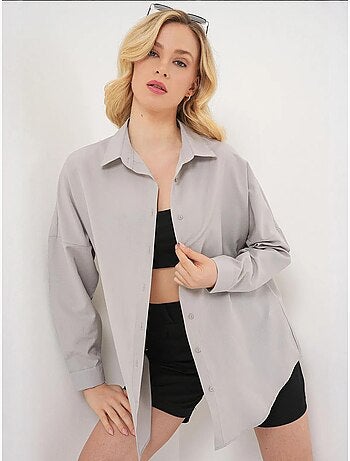 Chemise oversize à motif en popeline avec boutons bdart