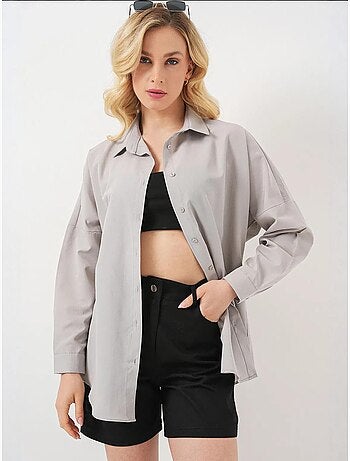 Chemise oversize à motif en popeline avec boutons bdart