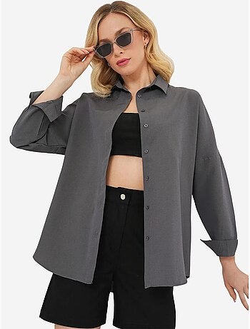 Chemise oversize à motif en popeline avec boutons bdart