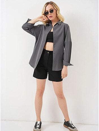 Chemise oversize à motif en popeline avec boutons bdart