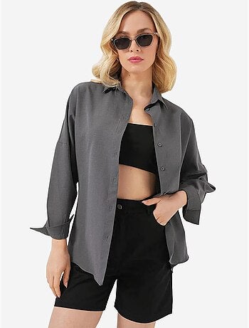 Chemise oversize à motif en popeline avec boutons bdart