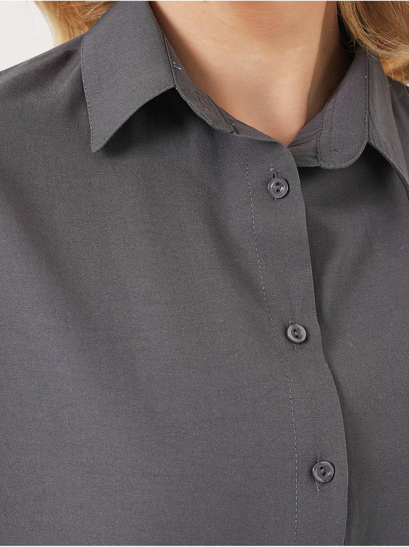 Chemise oversize à motif en popeline avec boutons bdart Gris Noir - Kiabi