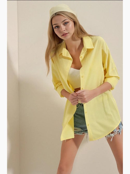 Chemise oversize à motif en popeline avec boutons bdart - Kiabi