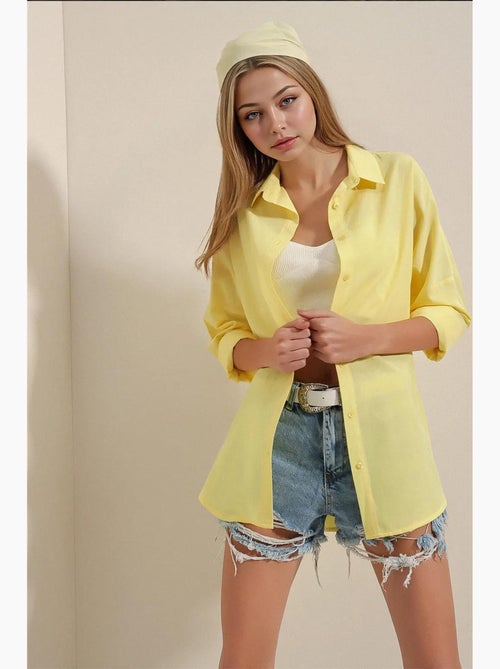 Chemise oversize à motif en popeline avec boutons bdart - Kiabi