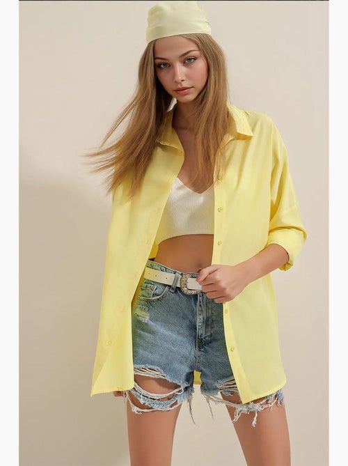 Chemise oversize à motif en popeline avec boutons bdart - Kiabi
