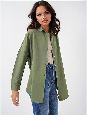 Chemise oversize à motif en popeline avec boutons bdart