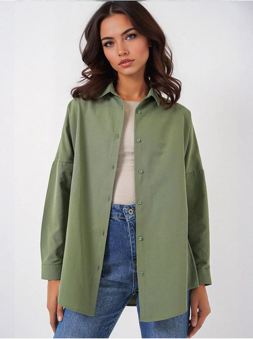 Chemise oversize à motif en popeline avec boutons bdart - Kiabi