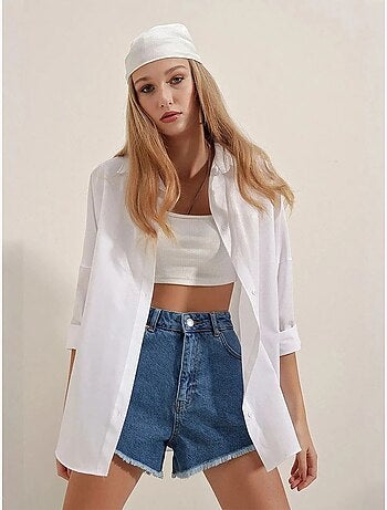 Chemise oversize à motif en popeline avec boutons bdart