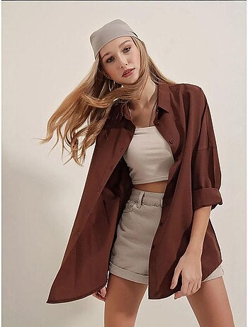 Chemise oversize à motif en popeline avec boutons bdart