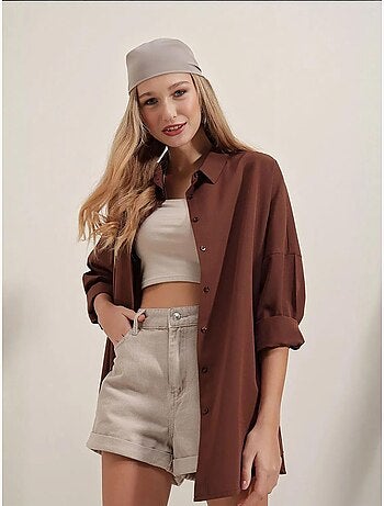 Chemise oversize à motif en popeline avec boutons bdart