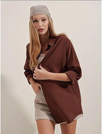 Chemise oversize à motif en popeline avec boutons bdart