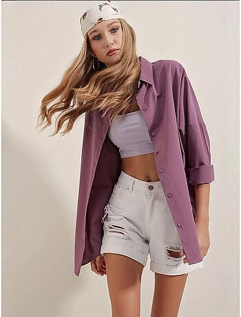 Chemise oversize à motif en popeline avec boutons bdart