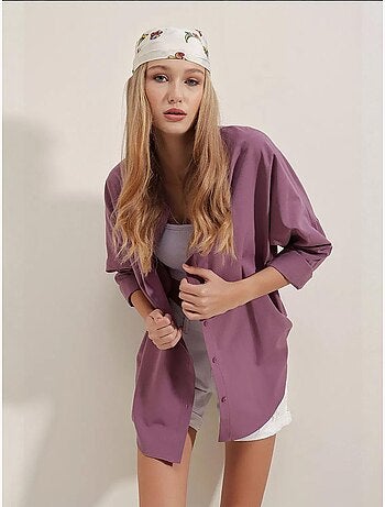 Chemise oversize à motif en popeline avec boutons bdart