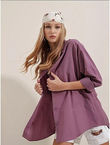Chemise oversize à motif en popeline avec boutons bdart