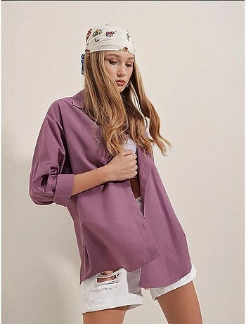 Chemise oversize à motif en popeline avec boutons bdart