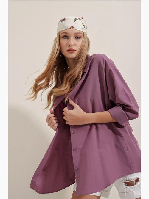 Chemise oversize à motif en popeline avec boutons bdart - Kiabi