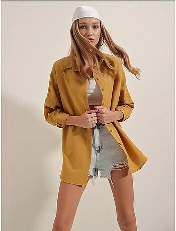 Chemise oversize à motif en popeline avec boutons bdart