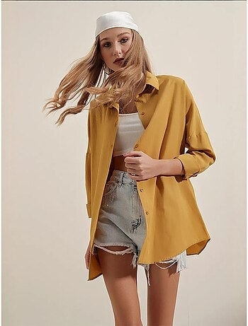 Chemise oversize à motif en popeline avec boutons bdart