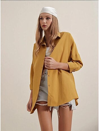 Chemise oversize à motif en popeline avec boutons bdart