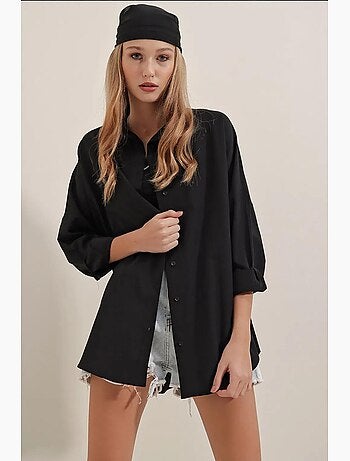 Chemise oversize à motif en popeline avec boutons bdart