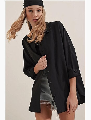 Chemise oversize à motif en popeline avec boutons bdart
