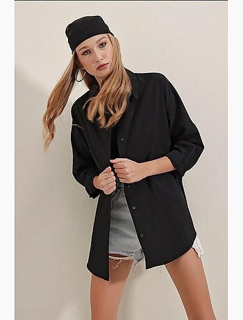 Chemise oversize à motif en popeline avec boutons bdart
