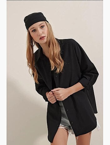 Chemise oversize à motif en popeline avec boutons bdart
